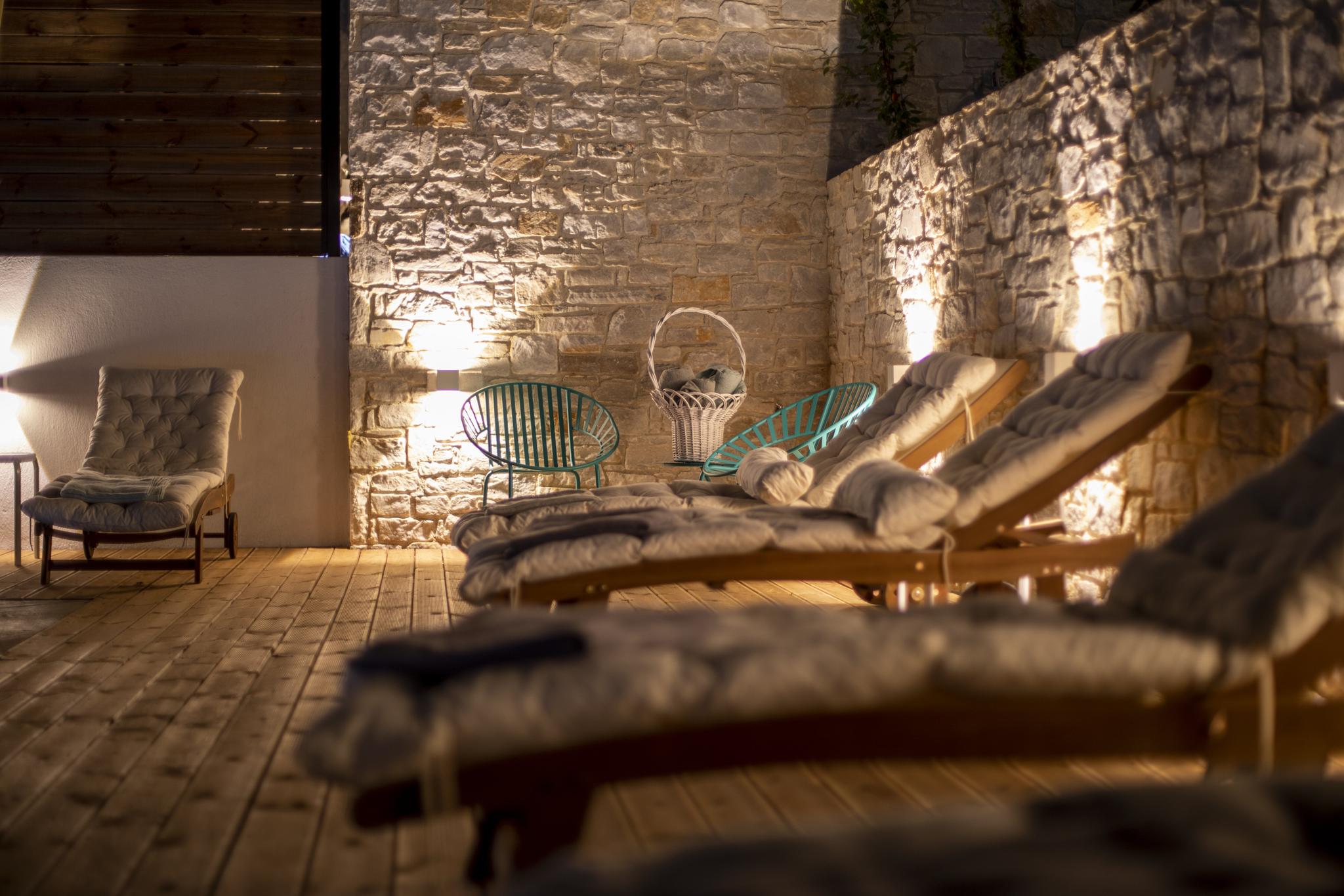 Private villa pool overlooking Aegean Sea in Skiathos Greece