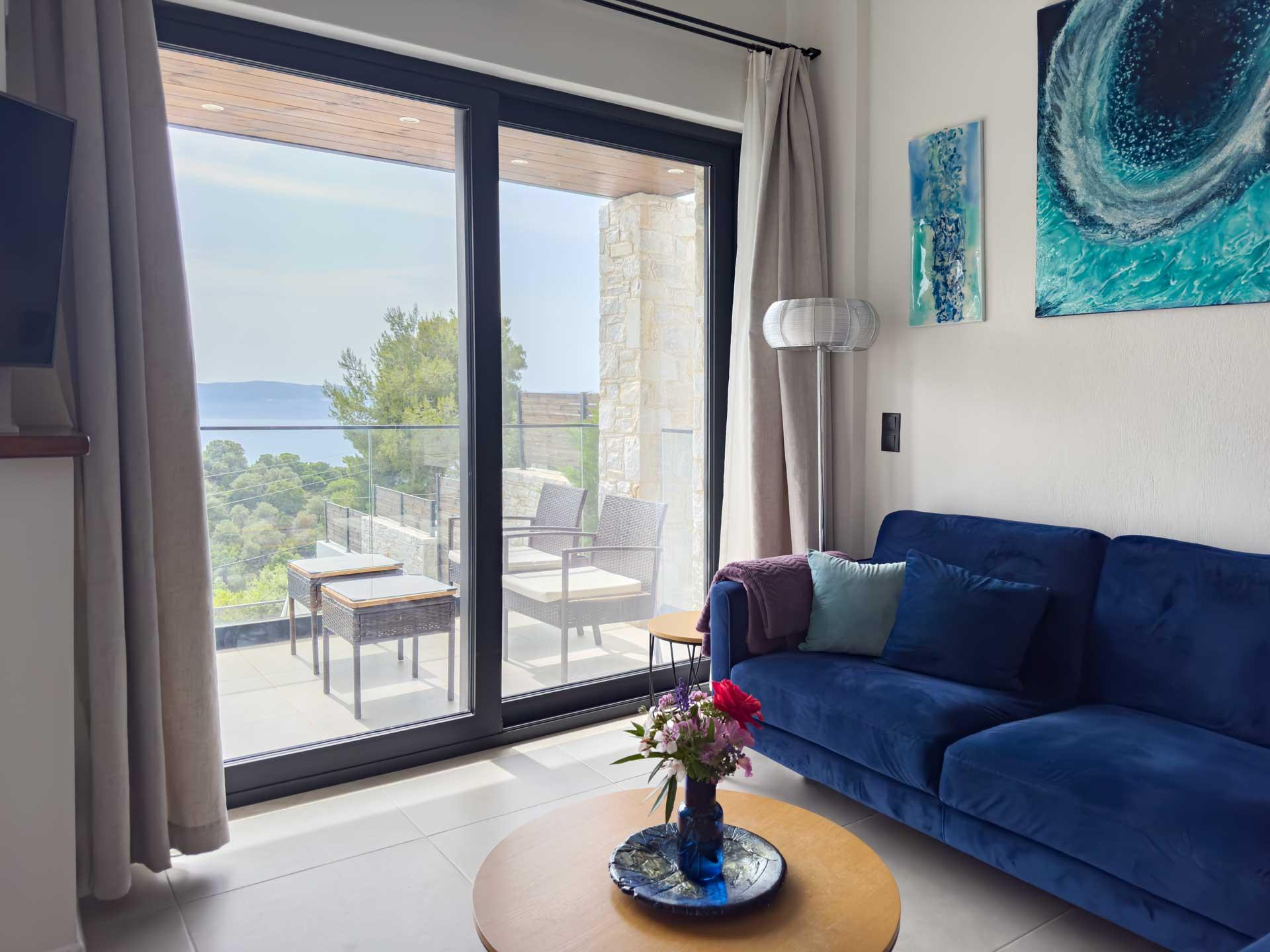 Luxury villa in Skiathos Greece with free private parking, conveniently located for exploring the island by car